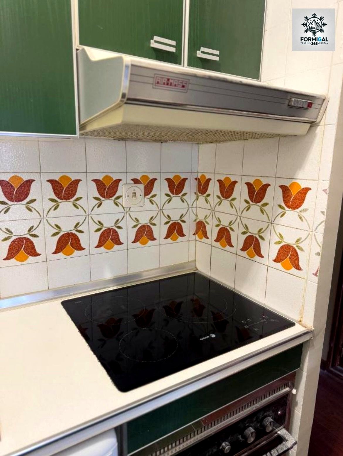 Detalle de la vitrocerámica de la cocina del apartamento Formigal365